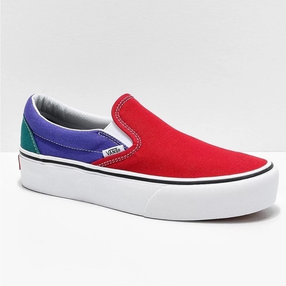 Vans Slip On (Tri Color) Platform Shoes Women's Size 8 New​ - Picture 3 of 7